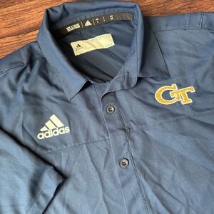 Adidas Men’s Georgia Tech Yellow Jackets Button Front S/Sleeve Shirt Vented